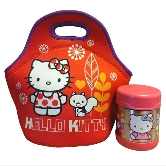 Hello Kitty Y2K VTG Lunch Box Bag and Thermos Mug Bundle